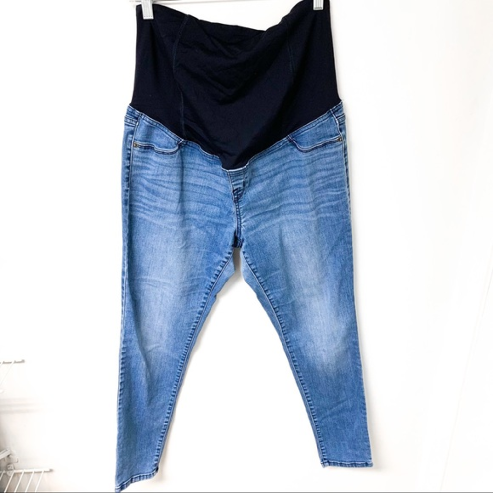 Isabel Maternity Cross Back Panel High Waisted Jeggings Medium Wash Size 10